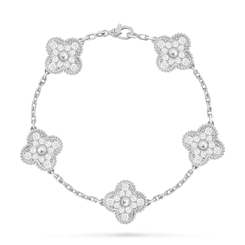 1 Браслет Vintage Alhambra, 5 мотивів з діамантами 2,41 ct - Зображення 1