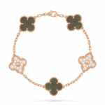 Браслет Vintage Alhambra, 5 мотивів з чорним перламутром та діамантами 0,96 ct