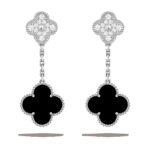 Сережки Magic Alhambra, 2 мотиви з діамантами 0,96 ct та оніксом