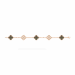 Браслет Vintage Alhambra, 5 мотивів з чорним перламутром та діамантами 0,96 ct - Зображення 3