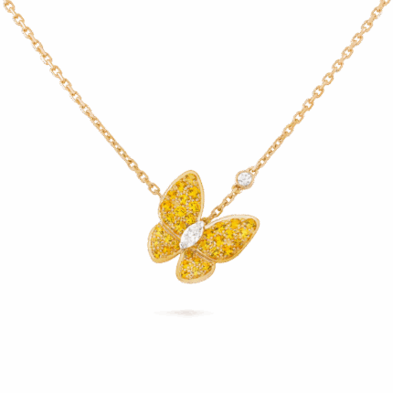 Підвіска Two Butterfly з жовтими сапфірами 0,88 ct та діамантами 0,2 ct