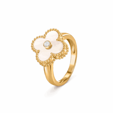 Каблучка Vintage Alhambra, з діамантом 0,06ct та перламутром